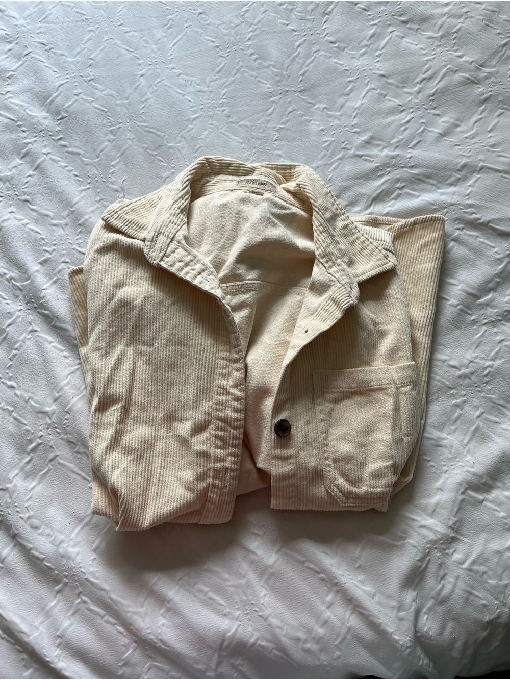 Harlow Off-White Corduroy Trim Shirt